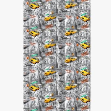 Imagem de Cortina de Box Estampada NY com Ganchos, PVC, 1,38m x 1,98m, Antimofo, 6 Ganchos Inclusos