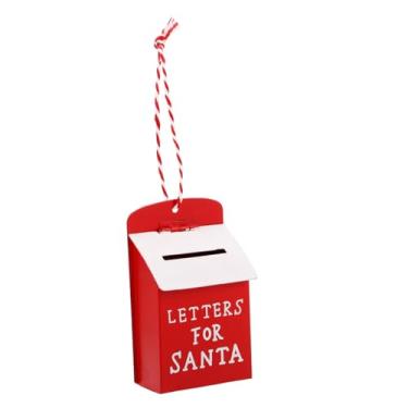 Imagem de Enfeite de caixa de correio de árvore de Natal decoração de metal para pendurar festivo Papai Noel decoração de caixa de correio em miniatura arte de ferro lembrança para exibição de janela de hotel