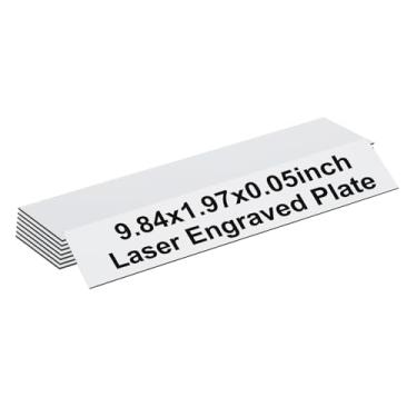 Imagem de PATIKIL Placas de nome em branco, placas de nome gravadas de 25 x 5 cm, placa de nome personalizada, placas de porta, etiquetas de mesa para escritório, sala de aula, branco com letra preta, 8 peças