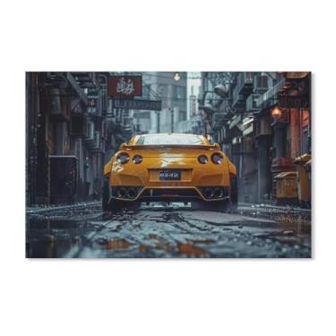 Imagem de HouLaiZhe Jdm amarelo carro 350z pôsteres tela estética decoração de quarto pintura de parede impressões de sala de galeria decoração de parede para quarto sala de estar escritório 11 x 17 polegadas