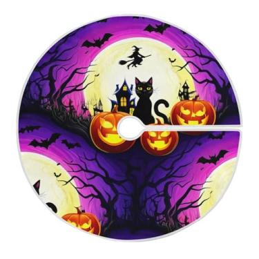 Imagem de JUZIHAI Saia de árvore de Natal para gatos e lua de Halloween, enfeites de decoração de Natal para ambientes internos e externos, 91 cm