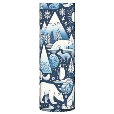 Imagem de JUZIHAI Vaso de ursos polares de inverno para flores 9,9 cm x 30 cm cilindro de plástico moderno vaso de flores para centro de mesa de casamento decoração de casa