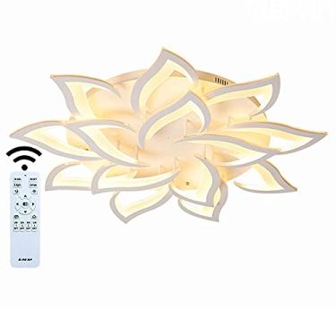 Imagem de Luminária de teto LED moderna e regulável com design criativo em formato de flor, ideal para sala de estar, quarto ou quarto infantil. Possui estrutura em metal acrílico com pétalas, na cor