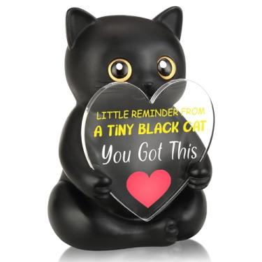 Imagem de FTONENI Presente de decoração de mesa de incentivo de gato preto para colega de trabalho, professor, enfermeira, You Got This Positive Office Desktop, presente de motivação diária para amigo do