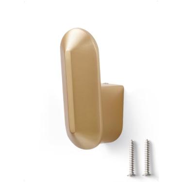 Imagem de JIASENBAO Pacote com 4 ganchos para roupão e toalha montados na parede para banheiros, ganchos de parede dourados para pendurar casacos, cozinha, liga de zinco resistente