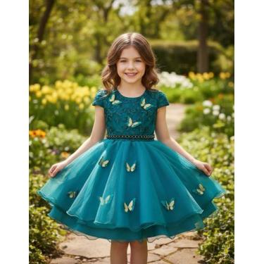 Imagem de Vestido De Festa Infantil Luxo Jardim Encantado Borboletas - Lele Enca