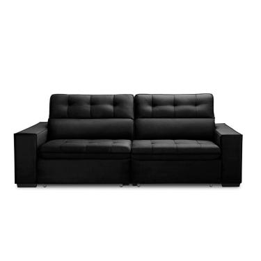 Imagem de Sofa Retratil Reclinavel 2 Lugares 2,10 Vitória Veludo Preto Lansofbr