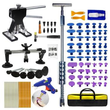 Imagem de Chymogul 101 pçs/conjunto DIY kit de reparo de amassado de carro, kit de ferramentas de reparo de carroceria, martelo deslizante M16 tamanho grande sem pintura, extrator de ponte, conjunto de remoção