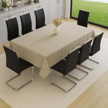 Imagem de Toalha de Mesa Gaze Linho Flame Rústico Dona Delicada Mesa Buffet Tecido Jantar Festa Decoração (8 LUGARES - MARROM CLARO)