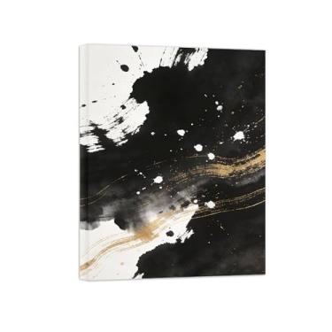 Imagem de Impressões abstratas em tela-Quadro texturizado para parede-Preto e branco-Pintura moderna para sala de estar 80x105cm Tela Embrulhada