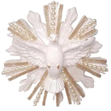 Imagem de IMAGE DIVINO ESPÍRITO SANTO 24cm - Quadro de Parede Decorativo com Pérola e Strass Branco e Dourado para Decoracao de Casa, Enfeites Decorativos para Sala