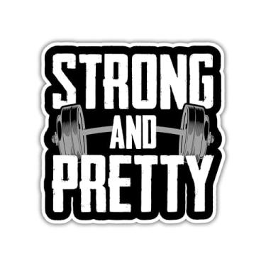 Imagem de Adesivo forte e bonito com gráfico de barra, design motivacional de fitness para amantes de academia e atletas