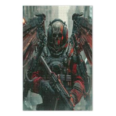 Imagem de Quebra-cabeça de esqueleto mecânico guerreiro com asas com letras nas costas 500 quebra-cabeças para adultos