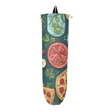 Imagem de Dispensador de armazenamento de saco plástico azul para pizza, suporte de sacola de supermercado, organizador de sacolas plásticas de cozinha