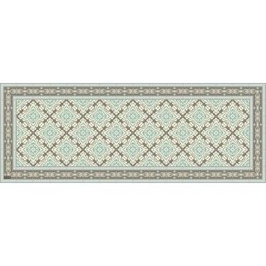 Imagem de IRI-GIRI Tapete decorativo de vinil para cozinha, linóleo, PVC, piso de azulejo, colorido, durável, antiderrapante, lavável à mão e protege pisos 160 x 60 cm, Pushkar 294