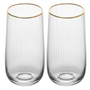 Imagem de Conjunto 2 Copos Altos 450 ml Lines Fio de Ouro Wolff