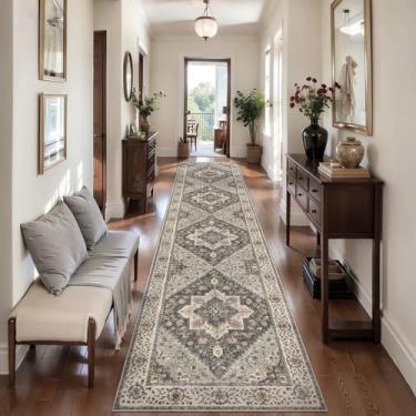 Imagem de Tangsoo Tapete de corredor 7,5 x 20,3 cm para corredor, tapetes de corredor laváveis, antiderrapante, vintage, macio, para corredor, tapete de 2,4 m, para cozinha, quarto, entrada, sala de estar