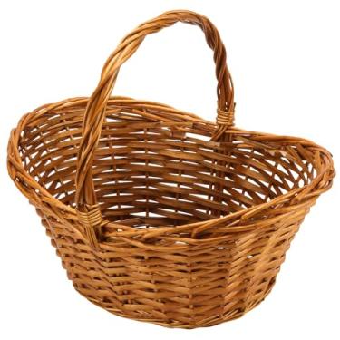 Imagem de MOUYAT Cesta de vime com alça, cesta de piquenique tecida à mão para armazenamento, cesta média de vime natural com alça para casa, cozinha, decoração de casa de fazenda (marrom)