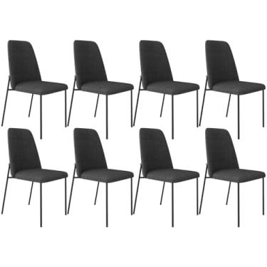 Imagem de Kit 08 Cadeiras Decorativa Estofada Para Sala De Jantar Bella L02 Linho Chumbo - Lyam Decor