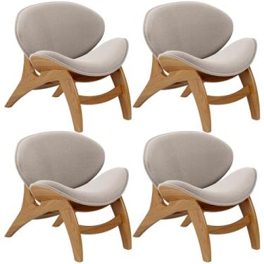 Imagem de Kit 4 Poltronas Decorativa Orgânica Sala Living Kadosh L02 Bouclê Creme - Lyam Decor
