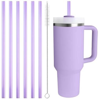 Imagem de Canudo de substituição compatível com Stanley Quencher copo de 1,134 g, 850 g, canudos reutilizáveis extra longos de 30,5 cm para copo de 1,134 g, roxo - pacote com 6