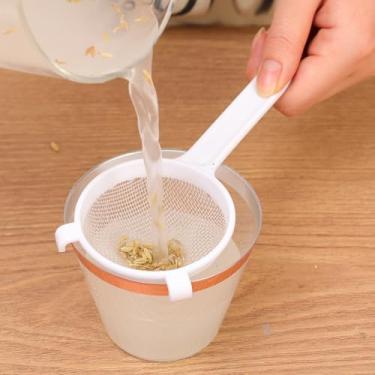 Imagem de 1 coador de malha de nylon ultrafino de cozinha, peneira de plástico de malha fina com alça ferramenta de cozinha para leite de soja, café, suco (P, 16 * 7 cm)