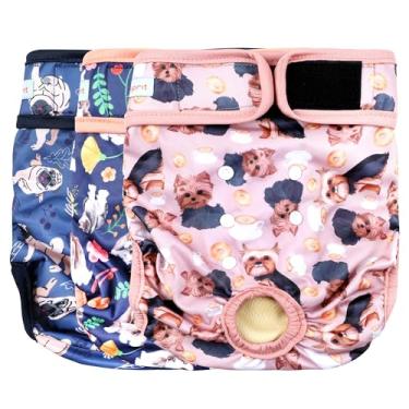 Imagem de Langsprit Fraldas Laváveis para Cães Fêmeas(Pacote com 3)-Fraldas Reutilizáveis Sem Vazamento para Cadelas No Período-Calcinhas Térmicas para Cães Altamente Absorventes com Botões Ajustáveis, Tamanho