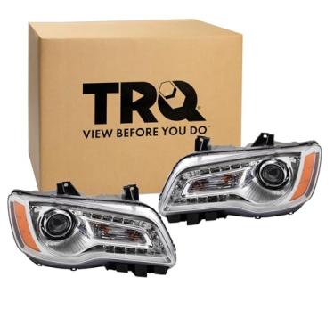 Imagem de TRQ Conjunto de montagem de farol halógeno cromado faróis compatíveis com Chrysler 300 CH2502231 CH2502239 CH2503239 CH2503231 CH2503239