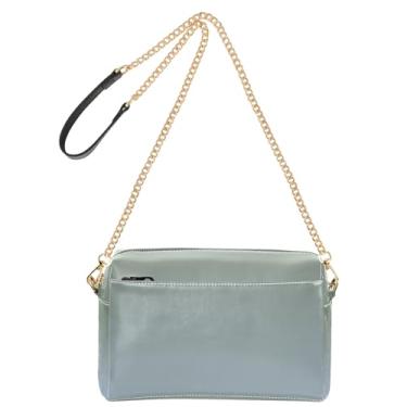 Imagem de Joitme Bolsa de ombro feminina camuflada verde claro aço azul gradiente bolsa tiracolo de couro PU bolsa de ombro com alça de corrente bolsa para celular