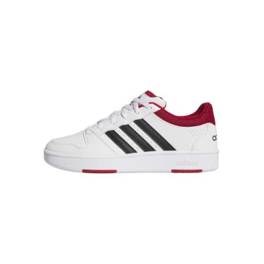 Imagem de adidas Tênis masculino clássico Hoops, Branco/Team Victory vermelho/preto, 38
