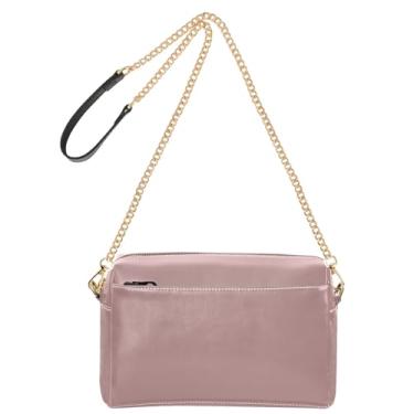 Imagem de Joitme Bolsa feminina tiracolo bolsa para celular bolsa de ombro de couro PU com alça de corrente marrom rosado