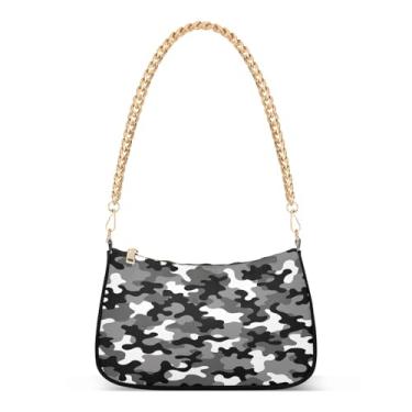 Imagem de Bolsa de ombro clássica preta cinza com corrente, bolsa Hobo feminina com grande capacidade e estilos de transporte versáteis