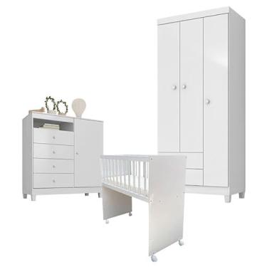 Imagem de Quarto Bebê 3 Portas Ternura Baby e Mini Berço MoisÃ:copyright:s Alegria com Colchão - Incorplac