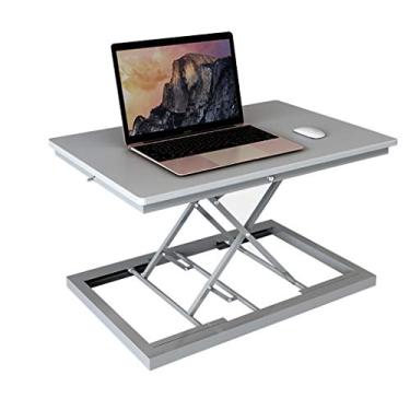 Imagem de Mesa de pé, conversor de mesa ajustável em altura, estação de trabalho de mesa, mesa de escritório doméstico para monitor e laptop, preto, 60 x 35 cm. (prata)