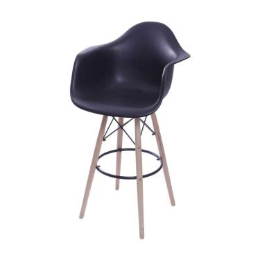 Imagem de Banqueta Boxbit Dkr Pp Com Braço Preta Base Madeira