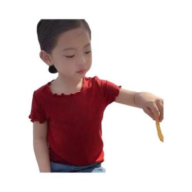 Imagem de Camiseta Listrada De Seda Gelada Para Meninas Estilo Coreano Manga Cur