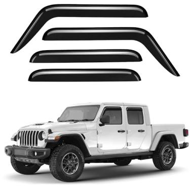 Imagem de GrandWheel Defletores de viseira de ventilação para janela lateral Co Smoke com fita adesiva para chuva compatíveis com Jeep Gladiator 2020-2024 - 4 peças GW0613