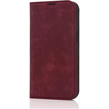 Imagem de CYSUE Capa carteira magnética para iPhone 14/14 Plus/14 Pro/14 Pro Max, capa de telefone de couro PU premium com slots de cartão Kickstand Flip Notebook, 14 Pro (Cor: Vermelho, Tamanho: 14ProMax)