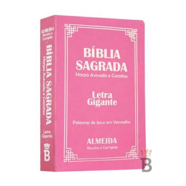 Imagem de Biblia Sagrada Letra Gigante Luxo Popular - Rosa - Com Harpa - RC - RE