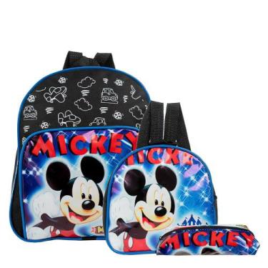 Imagem de Mochila Escolar Disney Mickey Mouse Costa Lancheira+Estojo - Toys 2U