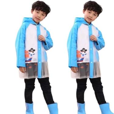 Imagem de kit 2 Capa de chuva infantil para menina menino com capuz e bolsos pvc