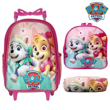 Imagem de Kit Mochila Infantil Menina Rodinha Patrulha Canina Toys 2U