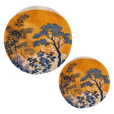 Imagem de Wassud Suportes de panela redondos para cenário de selva trivets de algodão almofadas quentes porta-copos elegantes decoração de cozinha e acessórios 2 peças