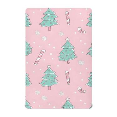 Imagem de Wassud Jogo de lençol fofo de berço com árvores de Natal para meninos e meninas, respirável, neutro, 68 x 99 cm