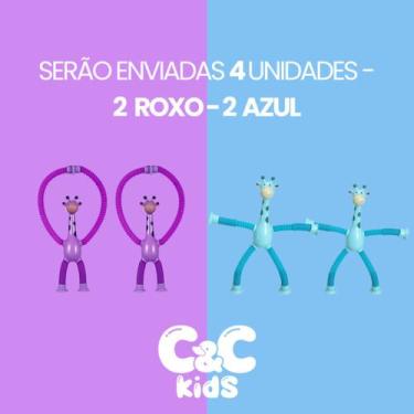 Imagem de Kit 4 girafas estica e gruda melman pop it tubo tiktok com luz brinque