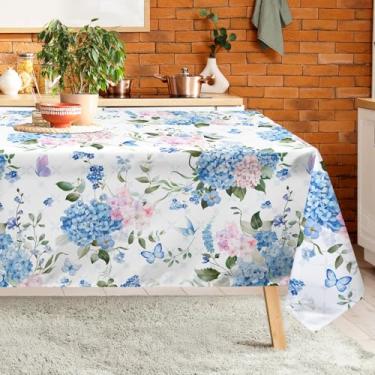 Imagem de Arquiel Toalha de mesa retangular de flores primavera verão lavável na máquina, 140 x 178 cm, capa de mesa elegante de poliéster para cozinha, jantar, festa, decoração ao ar livre