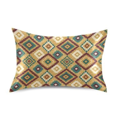 Imagem de Wassud Fronha de cetim padrão asteca para cabelo e pele fronhas de seda lisa tamanho padrão capas de travesseiro respiráveis com fecho de envelope