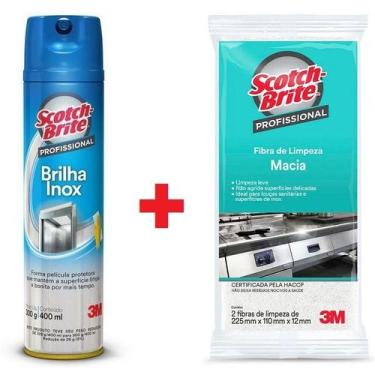 Imagem de Brilha INOX Profissional + SCOTH Brite Fibra Macia 3M - Scotch-Brite