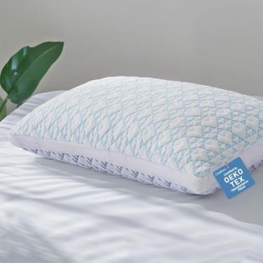 Imagem de Travesseiro de viscose de bambu macio de resfriamento de espuma viscoelástica desfiada, tamanho queen, hipoalergênico, ajustável, qualidade hoteleira, para dormir, nas costas e no estômago,