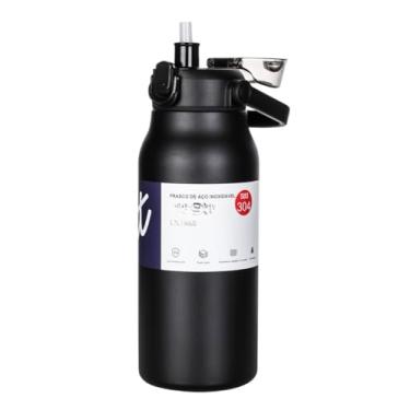 Imagem de Garrafa Térmica de água 1700ml Grande Capacidade Aço Inox Isolado Cup de Academia (Preto 1700ML)